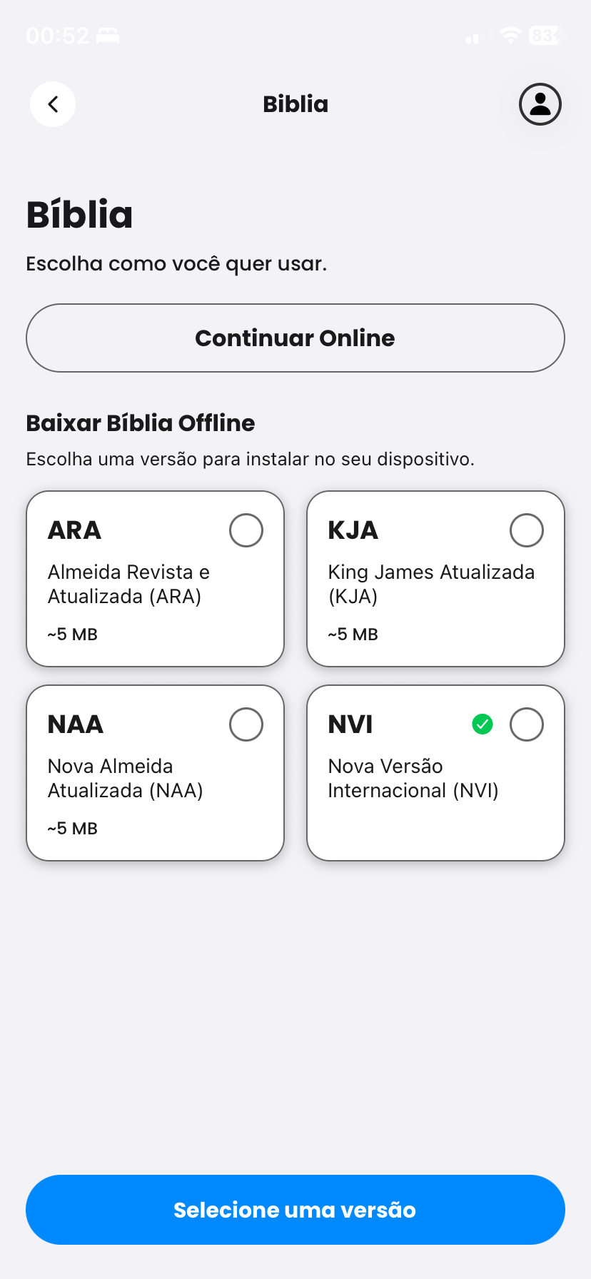 Tela do app -